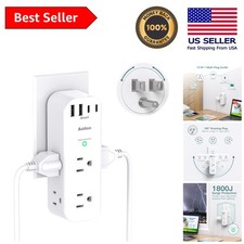Surge Protector with Rotating Plug: 6 AC Power Outlets  4 USB Ports