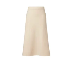 Jil Sander High Rise Midi Skirt Womens 42 US 12 Cream Boiled Wool Zipper A-Line