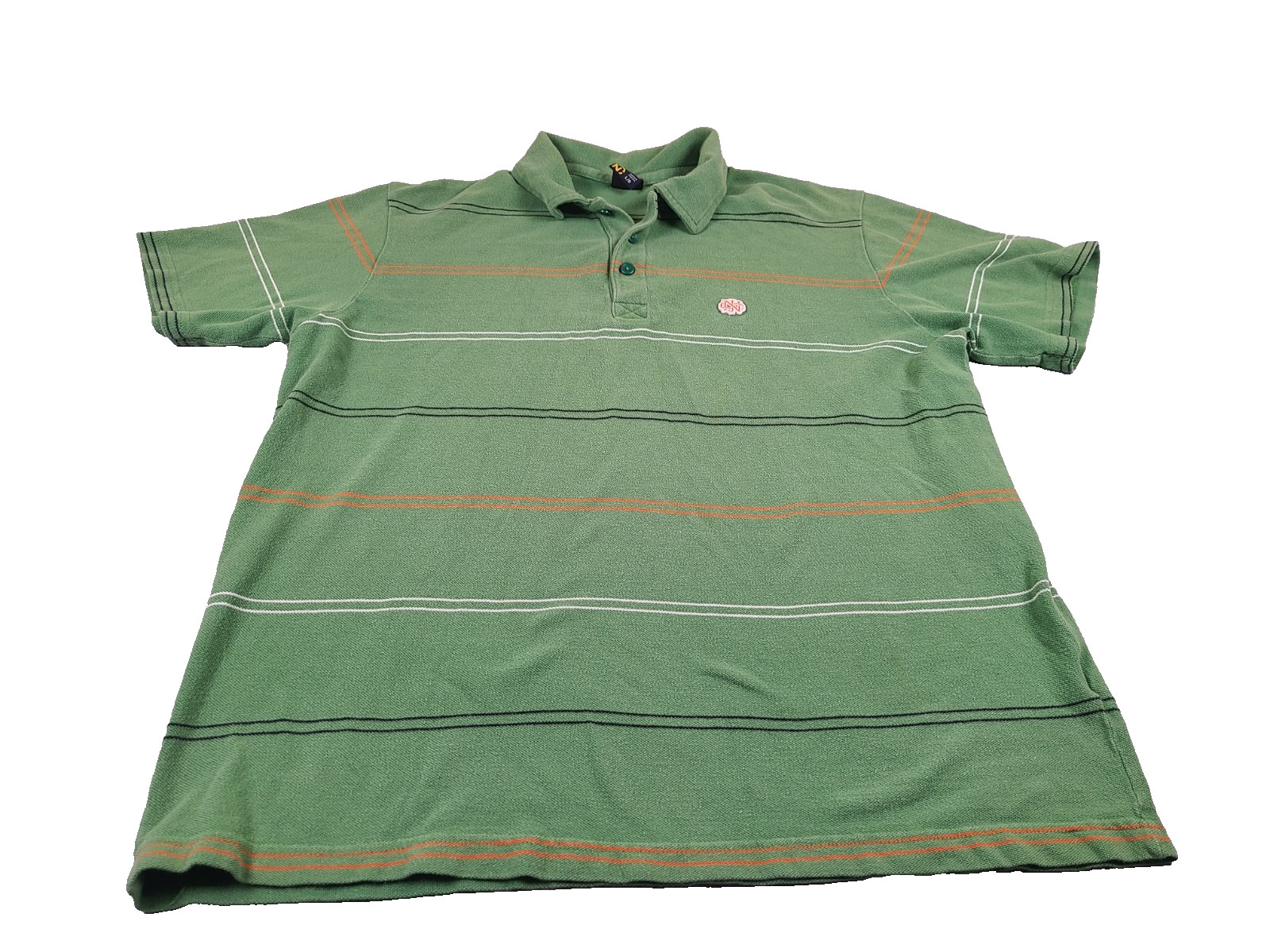 Nautica Polo Shirt Mens Large Green Striped Vintage 90s Rugby