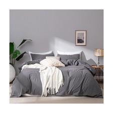 Ventidora 3 Piece Duvet Cover Set King Size,100 Organic Washed Cotton with L...