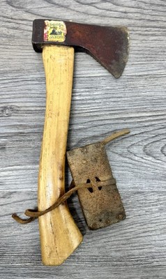 Vintage Genuine Norlund Hudson Bay Axe, Tomahawk Camping Hatchet + Sheath Decal