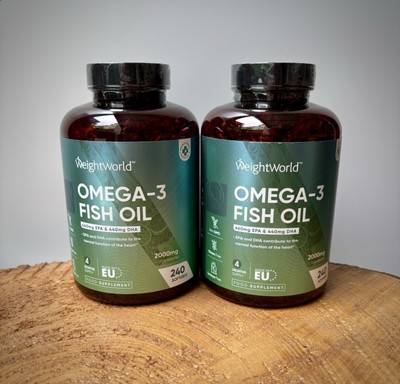 Omega 3 Fischöl - 240 Kapseln -2000mg Hochdosiert - Herzgesundheit-Blutdruck 2 x