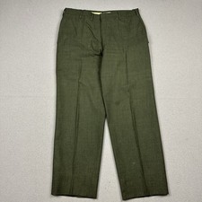 Vintage 70s Wool Press Trouser Pants Green Men's Size 34x27 Talon
