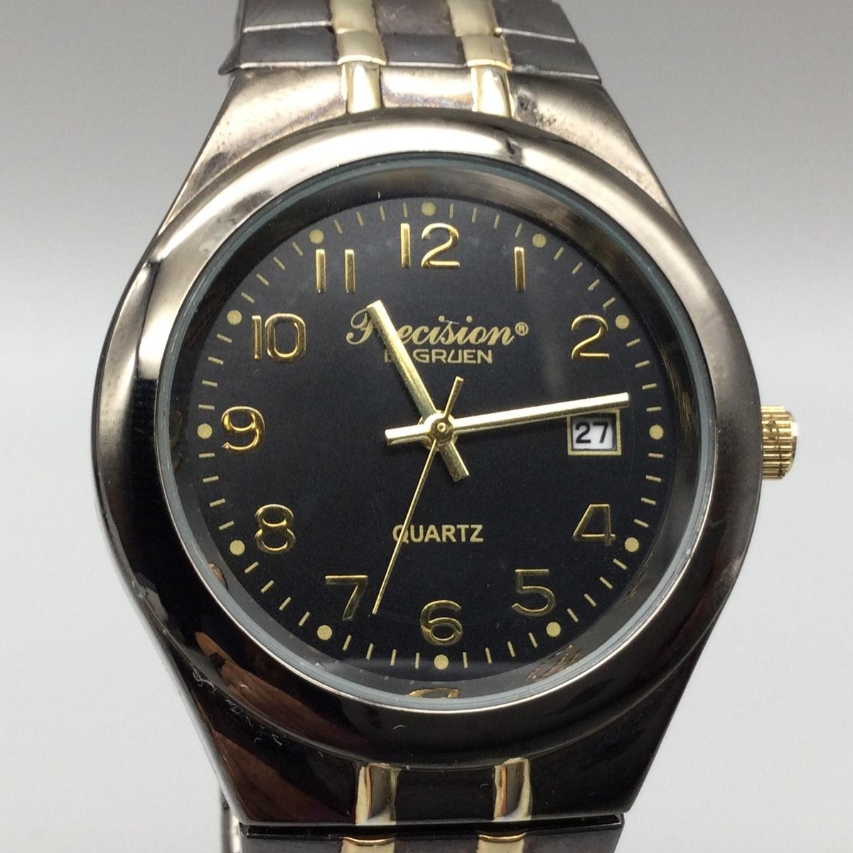 Gruen Precision Mens Watch 39mm Black Dial Two Tone  display picture 1