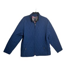 Lands End Quilted Jacket Blue Womens Size XL 18-20 Pockets