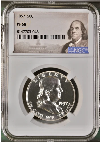 Franklin Half Dollar 1957 Proof  NGC PF 68 90% Silver Uncirculated 50c Coin