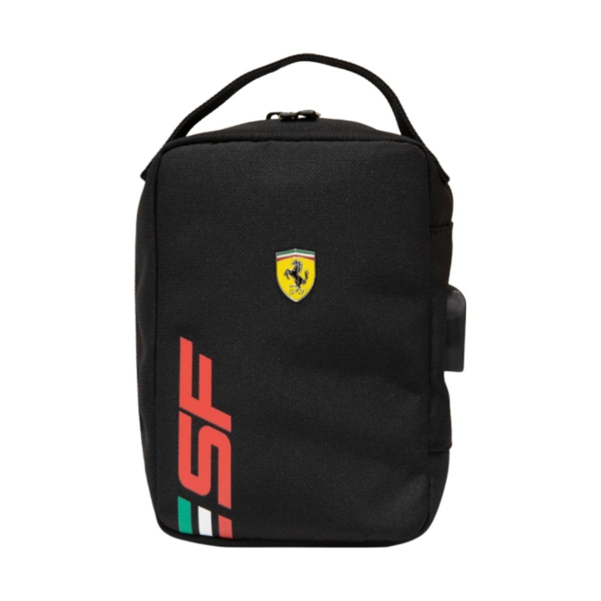Ferrari SF pochette de voyage compacte rouge en cuir pour homme