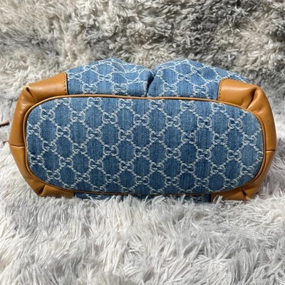 GUCCI Sukey GG Denim Tote Bag Blue 247902 2Way Shoulder Strap