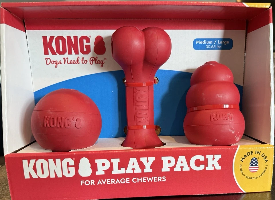 Juguetes clásicos para perros Kong 3 unidades rojo M/L perros 30-65 libras - A2000 Foto 3 de 3