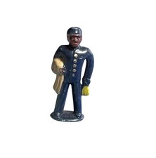 Barclay Manoil Train Conductor Carrying Bag and Coat Lead Figure 1950s Vintage