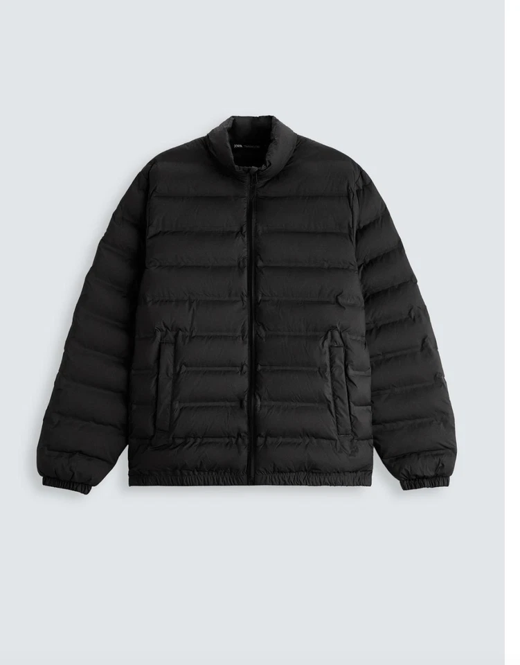 НОВЫЙ С ЯРЛЫКАМИ ZARA МУЖСКОЙ СВЕТ С ПОДКЛАДКОЙ КУРТКА ПУХОВИК ЧЕРНЫЙ M $99 4302 / 520 / 800 - Изображение 2 из 4