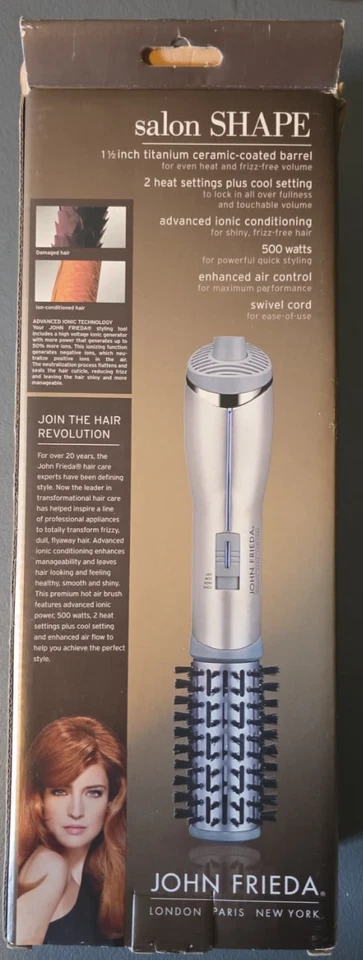 Caja dañada John Frieda Frizz Ease Salón Forma 1.5 Iónico Aire Caliente Cepillo de Pelo 500W Foto 2 de 3