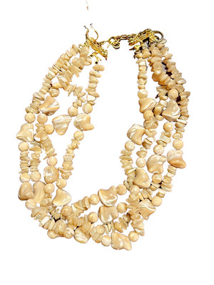 Two Blonde Lizzards Mother of Pearl 18'' Multi-Strand Necklace w/Tag Retail $525