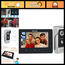 7" Wired Video Intercom System, Door Phone Kit with Video Doorbell Monitor