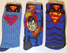 DC Comics Socks SUPERMAN SOCKS - 2PKS - Novelty Socks CREW - Adult One Size -NEW