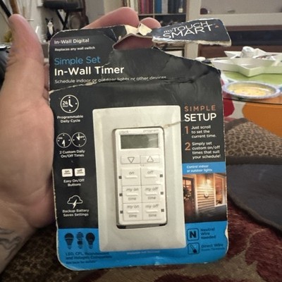 New My Touch Smart Indoor Timer In Wall Simple Set Digital Programmable White