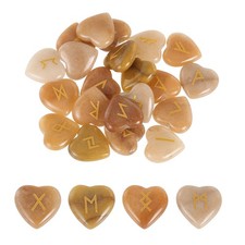 25Pcs Red Aventurine Rune Stones Set with Engraved Elder Futhark Alphabet