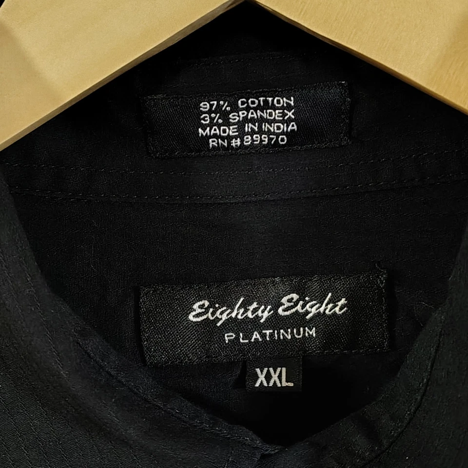 Camisa estilo occidental bordada Eighty Eight platino para hombre 2XL negra Y2K Foto 4 de 4