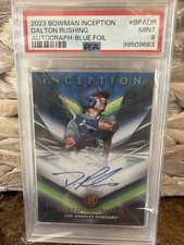 Dalton Rushing 2023 Bowman Inception SP Blue Autograph RC #d /99 - Dodgers 🔥