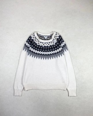 Rundhals Pullover Baumwolle Crewneck Sweatshirt Langarm Farbe Weiß Gr. 