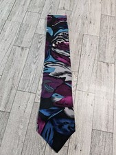 Vintage ADOLFO Purple Blue Geometric 100 Silk Neck Tie Necktie USA Made