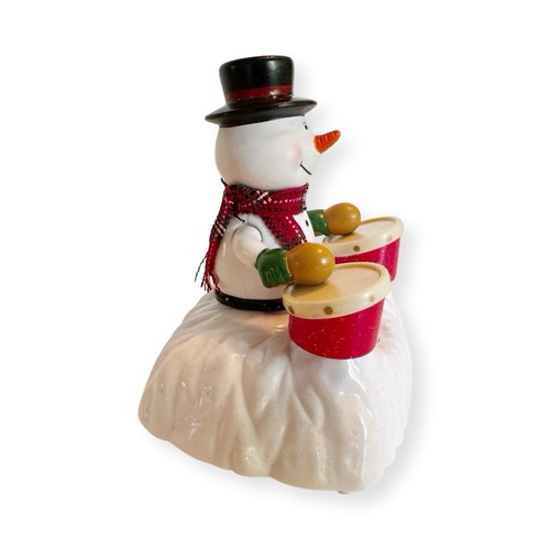 Animated Chain Fong Snowman Playing Bongo Drums – Christmas Carol Figurine EUC - Picture 2 of 7