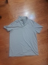 Vuori Polo Shirt Men Large Gray Knit Twill Polo Casual Performance Short Sleeve