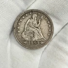 1853-P 25c Seated Liberty Quarter 1/4 Dollar Silver US Type Coin ARROWS & RAYS