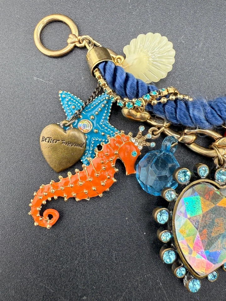"Pulsera vintage Betsey Johnson con dije náutico pez caballito de mar 6,5""" Foto 3 de 4