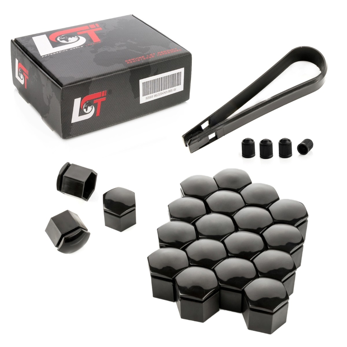 20X Wheel Nut Caps Set Black Glossy 19 Mm For CHRYSLER