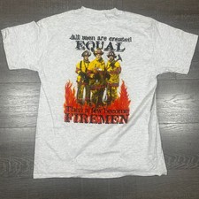 Vintage Big Johnson Fireman T Shirt Mens Large Gray 90s Firefighter USA Made