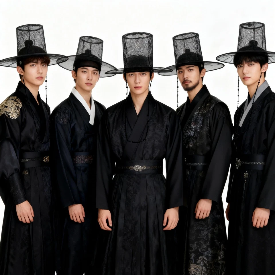 Chapéu CozofLuv preto de malha com cordas de miçangas, acessórios de fantasia de chapéu coreano Gat... - Imagem 2 de 4