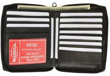 RFID Mens Genuine Leather Bifold Zipper Hipst...