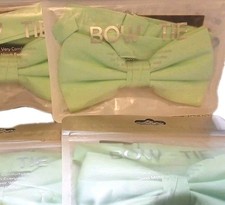 Set of 4 Bowties MINT GREEN Pre-tied: Fashion Party Dance Wedding Costume/ NEW 