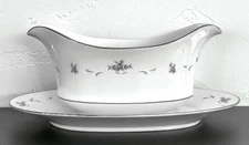 Sango BALLAD Fine Porcelain Gravy Boat With Attached Underplate **#3640 **MINT