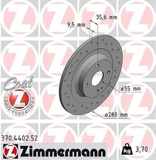2x ZIMMERMANN Bremsscheibe Hinterachse u.a. für ABARTH, FIAT, MAZDA
