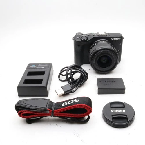 [Exc+5] Canon EOS M3 Black 24.2 MP Digital Camera EF-M 15-45mm IS STM from Japan