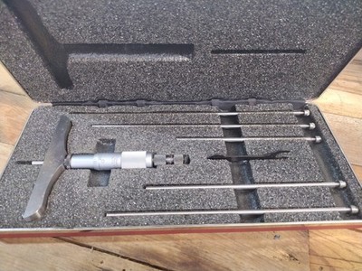 L. S. Starrett Company Vintage Depth Micrometer No.445 Complete Set VGC 