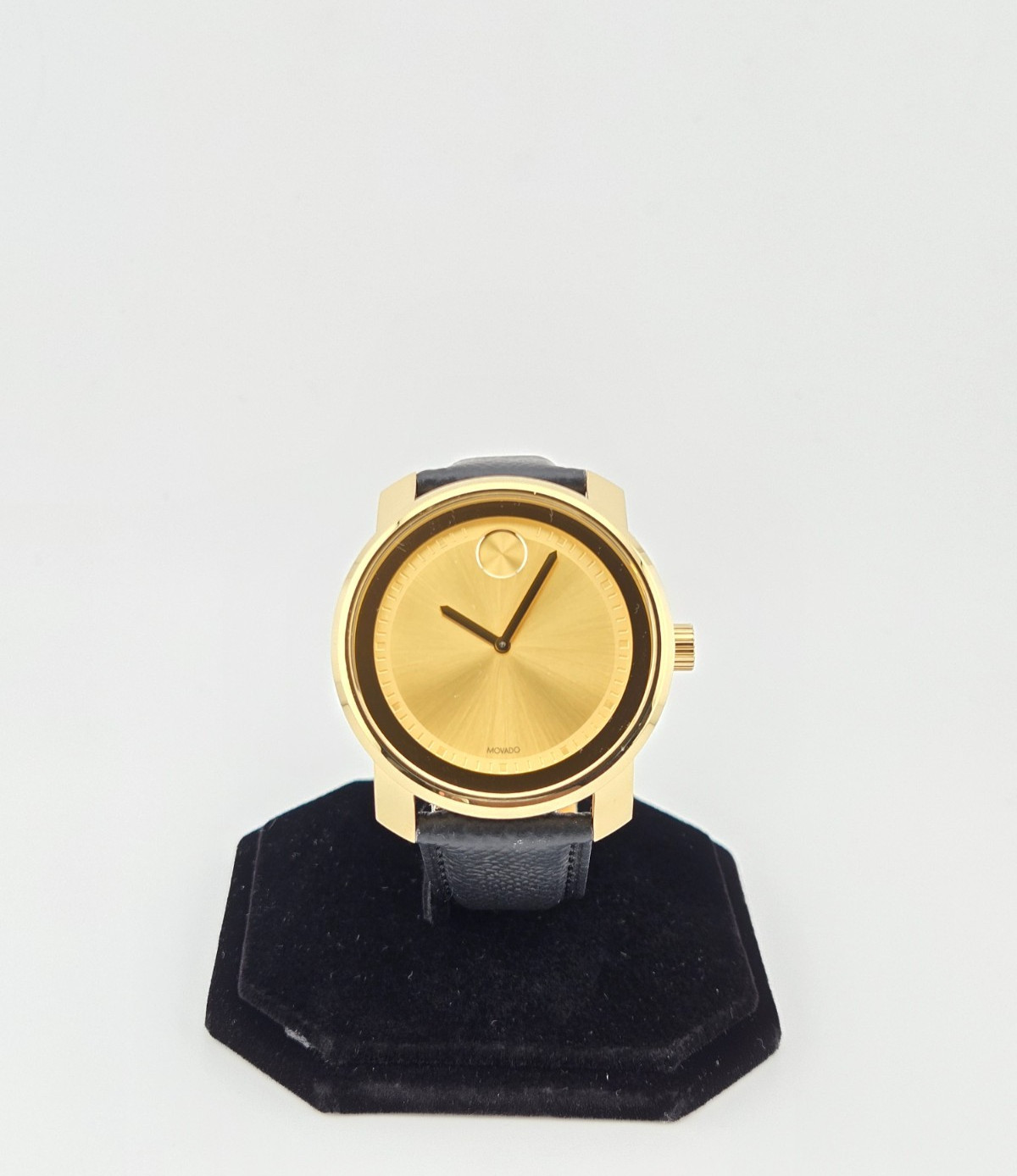 Movado Bold Men's Quartz Black Leather Band Watch - 3600258