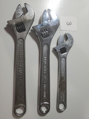 3 Set Adjustable Wrenches 8'' Diamalloy 6'' Crestoloy Made In USA 8'' Pro Series...