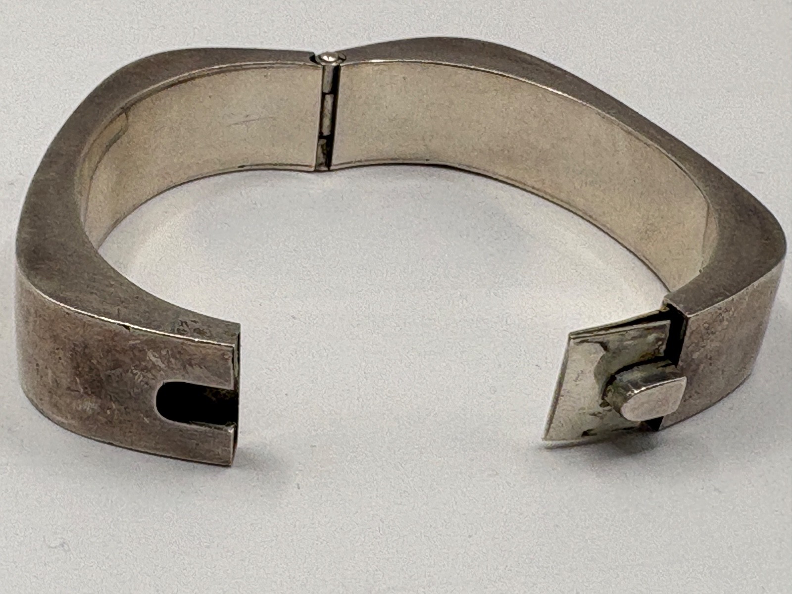 Sterling Silver Bangle Hinged Heavy Cuff Bracelet… - image 2