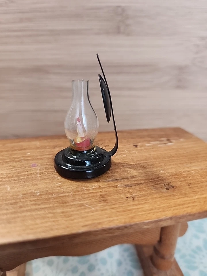 Linterna Huracán Miniaturas Casa de Muñecas Negra con Vela Imitada Shackman  Foto 4 de 4