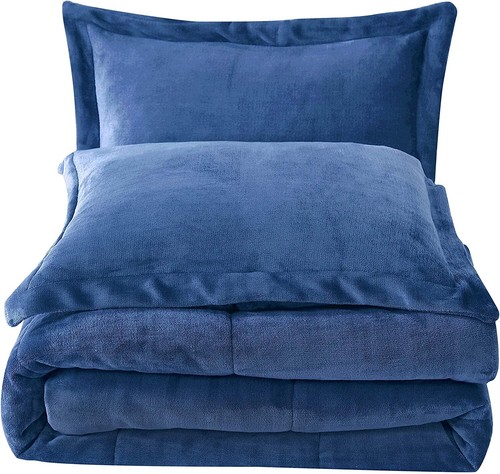 Chezmoi Collection 3-Piece Ultra-Soft Plush Micromink Sherpa Comforter Set - Picture 4 of 26