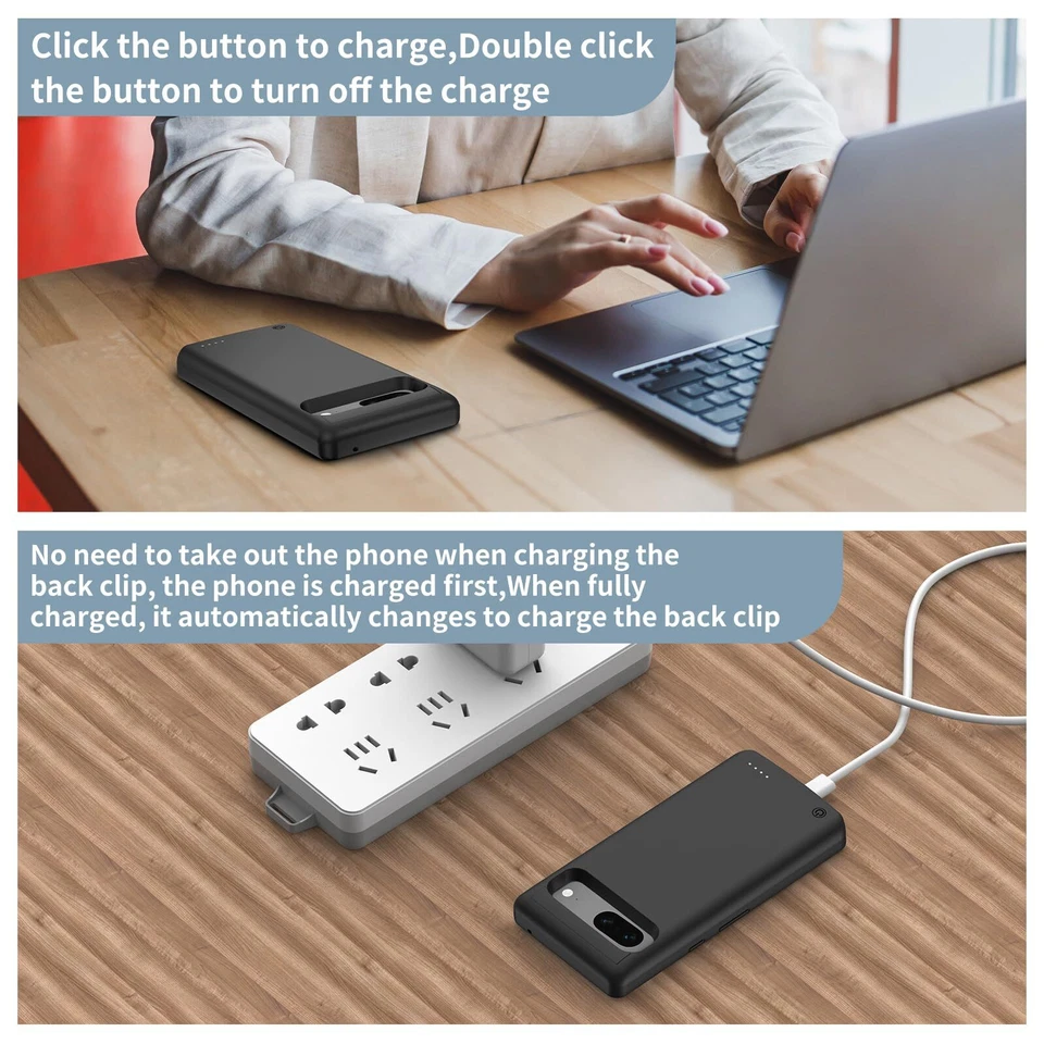 Cubierta de carga de banco de energía de 10000 mAh para estuche de batería inalámbrica Google Pixel 7 Foto 4 de 4