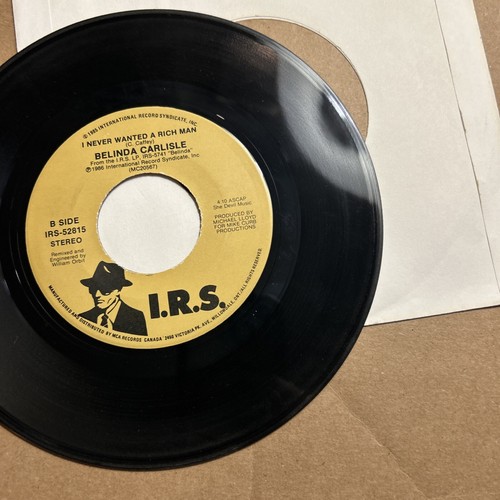 Belinda Carlisle Mad About You/I Never Wanted A Rich Man 1986 Irs 45 - Picture 4 of 4