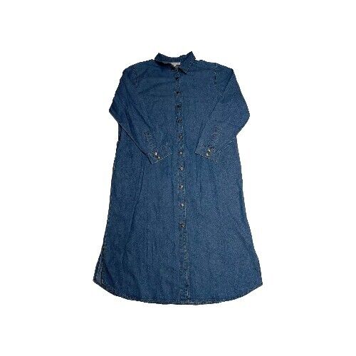 NorthStyle Dress Womens XL Medium Wash Blue Denim Snap 90s Vintage Midi Classic - Picture 1 of 8