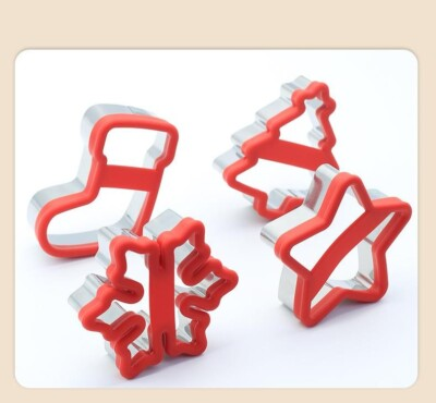 #ad 4 Pcs Christmas Cartoon Cookie Moulds Anti Pressure Hurt Hands DIY Tools Cookie AU $38.49