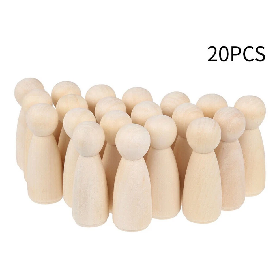20x65mm Wooden Doll Peg People Little Unfinished Painted DIY Wood for Kids Gifts - Image 2 of 4