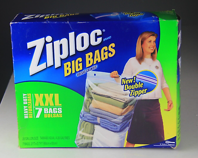 Ziploc Big Bags Jumbo XXL Double ZIPPER Bag - 7 Count 2 FT X 2.7