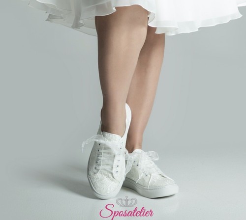 Scarpe Ginnastica Sposa Scarpe Sportive In Pizzo Basse Tennis Sposa | eBay